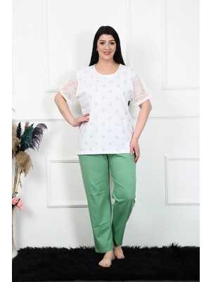 İlk El Grup Kadın 5xl-6xl-7xl-8xl Büyük Beden Kısa Kol Pijama Takım Beyaz IEG-ÇKRS34