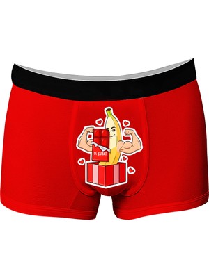 Onudabunuda Baskılı Erkek Boxer Sevgililer Günü Temalı Çikolata Desenli Komik Eğlenceli Mizahi Esprili Pamuklu Likralı Rahat Kesim