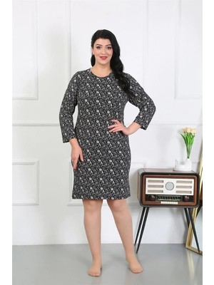 İlk El Grup Kadın Büyük Beden Penye Gecelik Ev Elbisesi Siyah IEG-ÇKRS34