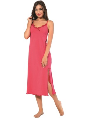 İlk El Grup Bayan Ip Askılı Uzun Gecelik Fuşya IEG-ÇKRS34