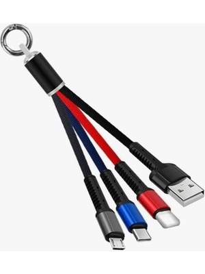 Mulvxkrg KRG02 Anahtarlık Çoklu Şarj Kablosu 4 Başlıklı (Mulvix)