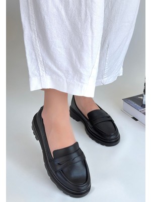 End Black Store Narli Siyah Cilt Oxford Ayakkabı