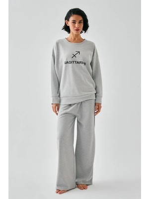 İlk El Grup Kadın Gri Yay Burcu Oversize 2 Iplik Eşofman Ev Giyim Takımı IEG-ÇKRS34