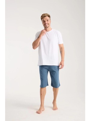 İlk El Grup Erkek Cepli Pamuk Penye Şort Indigo IEG-ÇKRS34