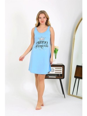 İlk El Grup Kadın Kalın Askılı Penye Gecelik Mavi IEG-ÇKRS34