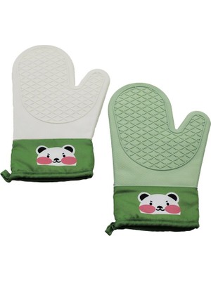 Silikon - Renkli Fırın Eldiveni Isı Geçirmez Içi Bezli (5224)