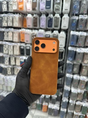 Bilişim Akademi iPhone 17 Pro Max Uyumlu Nubuk Hissiyatlı Süet Kılıf Kadife  Dokulu Ince Kılıf Yumuşak - Taba