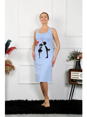 İlk El Grup Kadın Kalın Askılı Penye Uzun Mavi Gecelik IEG-ÇKRS34