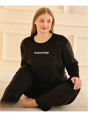 Mihra Kadın Kışlık Bisiklet Yaka Kadife Battal Pijama Takımı 13213S - 1 Adet