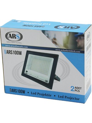 2pcs 100W LED Projektör  19X15.5CM Aydınlatma Açısı: 120 Derece 50.000 Saat Ömür MODEL-ARS100W (5224)