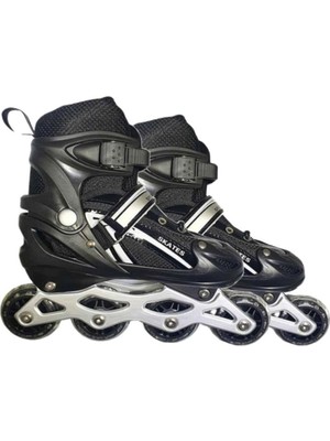 Depomiks Avm Siyah Işıklı Silikon Teker Numara Ayarlanabilir Alüminyum Gövde Çocuk Alıştırma Pateni 2 Fonksiyon