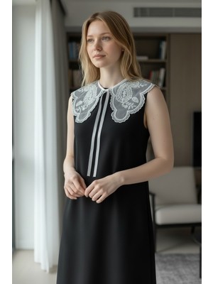 Bohem Kutusu Işlemeli Seyyar Tül Yaka