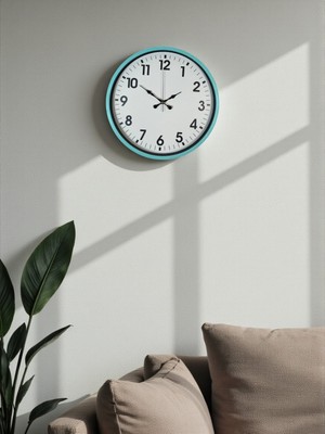 Essemag Zentime 36 cm Turkuaz Dekoratif Duvar Saati