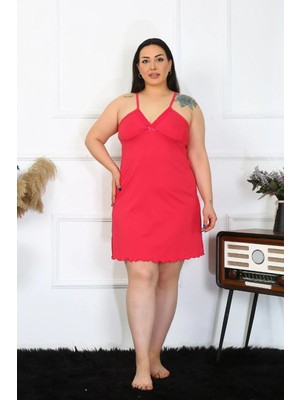 İlk El Grup Kadın Pamuklu Fuşya Ip Askılı Büyük Beden Gecelik IEG-ÇKRS34