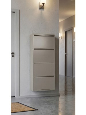 Dörtlü Metal Ayakkabılık Premium Krem