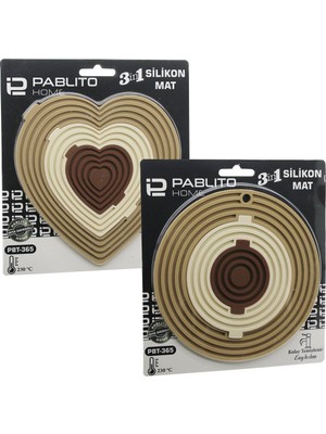 3in1 Bütün - Ayrı Kullan Silikon Mat- Nihale KALPLİ=7.5-13-19CMYUVARLAK=7-12.5-20CM (5224)