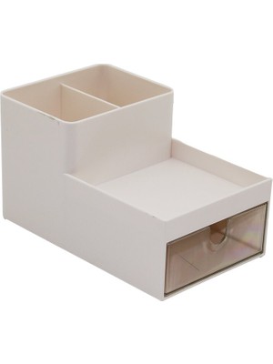 Tek Çekmeceli + 3 Bölmeli  Plastik Makyaj - Takı Organizer 16X9.5CM - Y: 5--9.5cm (5224)