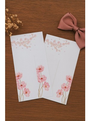 Emtory Home 10 Adet Kesikli Toka Kartı - Kalın Kuşe (5991) Bandana Kartı - 9X14CM - Pembe Çiçek - Toka Yoktur