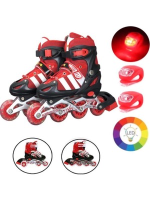 Depomiks Avm Işıklı Silikon Tekerlekli Ayarlanabilir Çocuk Alıştırma Paten 2 Fonksiyon 2'li Çakar LED