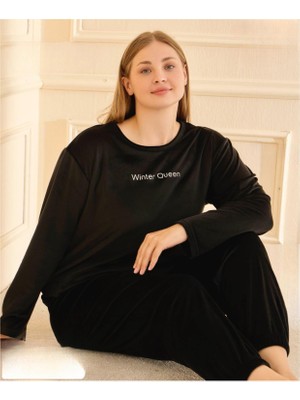 Mihra Kadın Kışlık Bisiklet Yaka Kadife Battal Pijama Takımı 13214S - 1 Adet