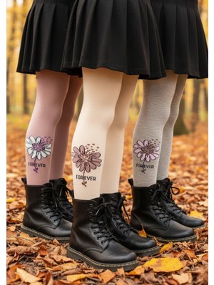 Pink Bunny %80 Pamuklu Forever Çiçek Desenli Bebek Çocuk Külotlu Çorap