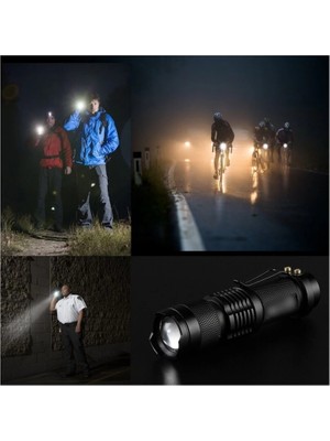Km-87 Polis Tipi Zoomlu Şarjlı Metal Dağ Kamp Cep Feneri Cree LED 2300 Lumens - Lisinya
