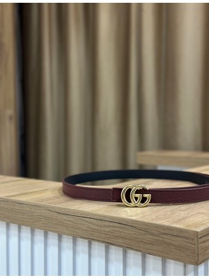 Erdesign Kadın Bordo Gold Detaylı Kemer
