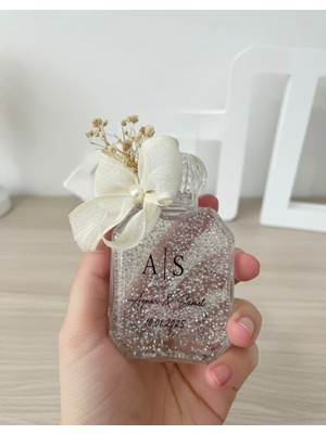 Kamira Kişiye Özel Isimli ve Tarihli Gümüş Pullu Cam Şişe Kolonya Nişan Nikah ve Söz Hediyeliği 10 Adet