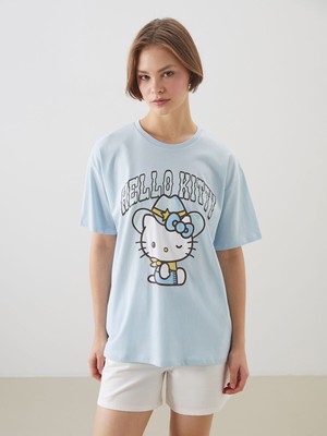 Lc Waikiki Yeni Sezon Bisiklet Yaka Hello Kitty Baskılı Kadın Tişört