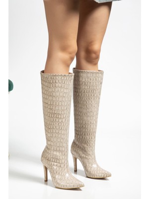 Shemard Bej Kroko Günlük Bayan Çizme