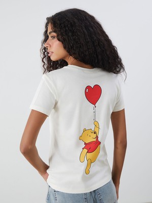 Lc Waikiki Yeni Sezon Bisiklet Yaka Winnie The Pooh Baskılı Kadın Tişört