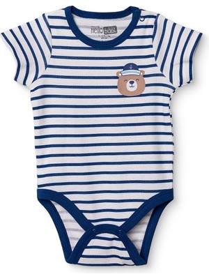 Hellobaby Hellobaby Erkek Bebek Kısa Kol Body Çizgili Çıtçıtlı Çıtçıtlı Yaka Kısa Kol