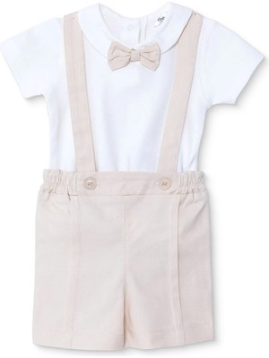 Bebetto Bebetto Erkek Bebek Şort Salopet-Tshirt Çıtçıtlı Little Boss Shirt Collar Kısa Paça Kısa Kol