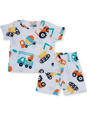 Hellobaby Hellobaby Erkek Bebek Kısa Kol Pijama Takımı Taşıtlar Çıtçıtlı Bisiklet Yaka Kısa Paça Kısa Kol