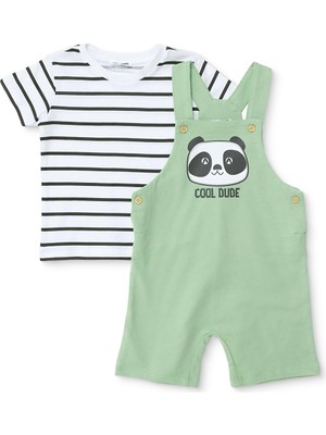 Hellobaby Hellobaby, Erkek, Şort Salopet-Tshirt, Hayvan Baskılı, Düğmeli, Bisiklet Yaka, Kısa Paça, Kısa Kol