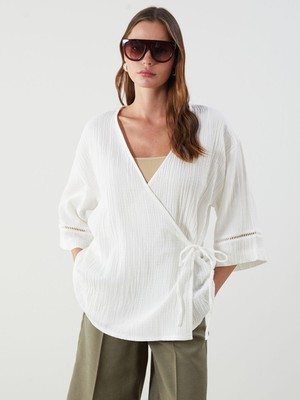 Lc Waikiki Yeni Sezon V Yaka Dokulu Oversize Kadın Kimono