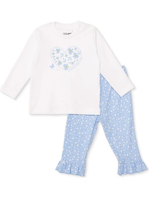 Hellobaby Hellobaby Kız Bebek Uzun Kol Pijama Takımı Çiçek Baskılı Çıtçıtlı Bisiklet Yaka Uzun Paça Uzun Kol