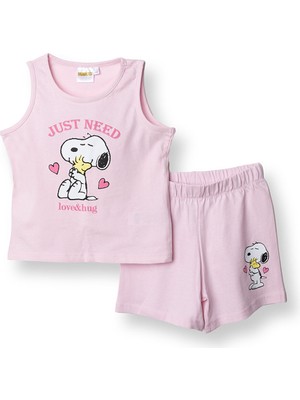 Snooze Baby Snooze Baby, Kız, Lisans Atlet-Şort, Lisans Baskılı, Snoopy, Bisiklet Yaka, Kısa Paça, Atlet