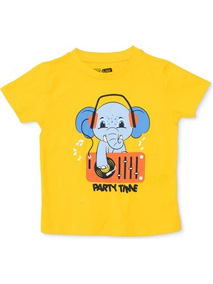 Hellobaby Hellobaby Erkek Bebek Tshirt Hayvan Baskılı Bisiklet Yaka Kısa Kol