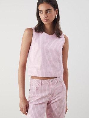 Lc Waikiki Yeni Sezon Bisiklet Yaka Çizgili Jean Bluz