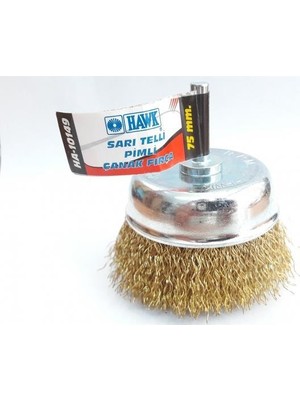 Pazarcan Hawk HA10149 Pimli Sarı Tel Çanak Fırça 75 mm