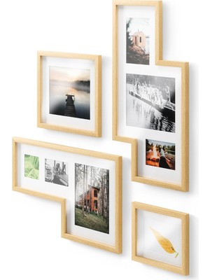 Shop A Way Umbra Mingle Gallerie Resim Çerçevesi Seti ve Fotoğraf Kolajı, 4 Parça, Polistren, Doğal, Tek Boy