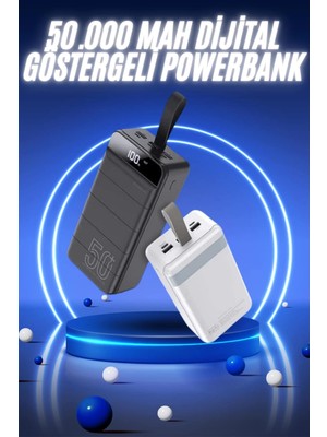 Dekofon 50.000 Mah Powerbank Turbo Hızlı LED Göstergeli Android Ios Uyumlu Taşınabilir Askılı