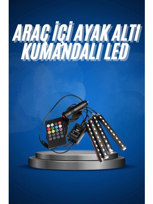 Dekofon Araç Içi Ayak Altı LED 12 LED Işık Sese Müziğe Duyarlı Rgb Işıklı Aydınlatma Seti