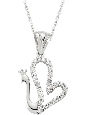 Tuncel Store 925 Ayar Gümüş Kalpli Kuğu Kadın Gümüş Kolye PND47138297 (945)