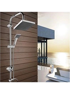 Dekofon Epilons Robot Tepe Duş Sistemi Yağmurlama Duş Seti Krom Siyah Kare