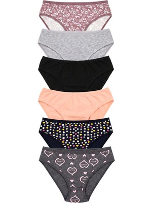 Öts Kadın 6’lı Pamuklu Külot Paket Bikini Normal Bel İç Giyim Konforu (HD4244-5 / HDBİKİ-6)