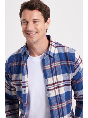 Tudors Erkek Slim Fit Dar Kesim Kareli Kışlık Oduncu Gömlek