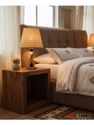 Decodelight Siyah Gold Dekoratif Metal Ayaklı Hasır Açık Kahve Kumaş Şapkalı Abajur