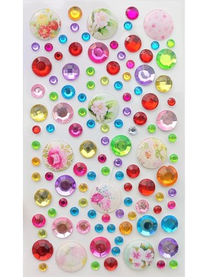 Shop A Way Taş Yapışkanlı Saç, Yüz, Tırnak, Makyaj ve Süs Taşı Işıltılı Parlak (Desenli, Yuvarlak Orta Boy)